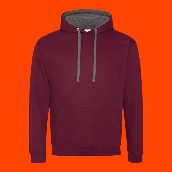 Adult Midweight Varsity Contrast Hooded Sweatshirt Thumbnail