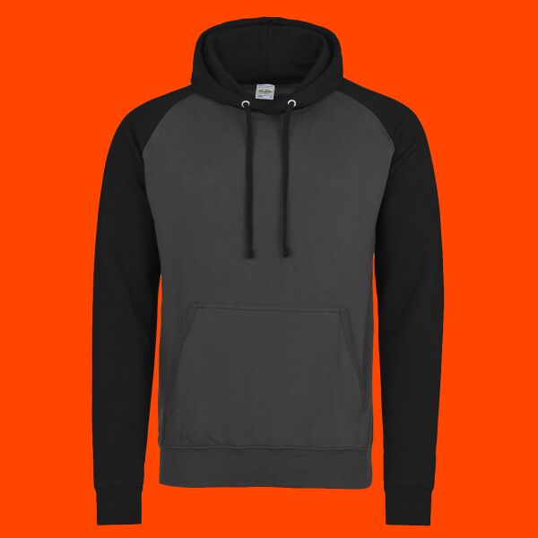 Adult Midweight Contrast Baseball Hooded Sweatshirt Thumbnail